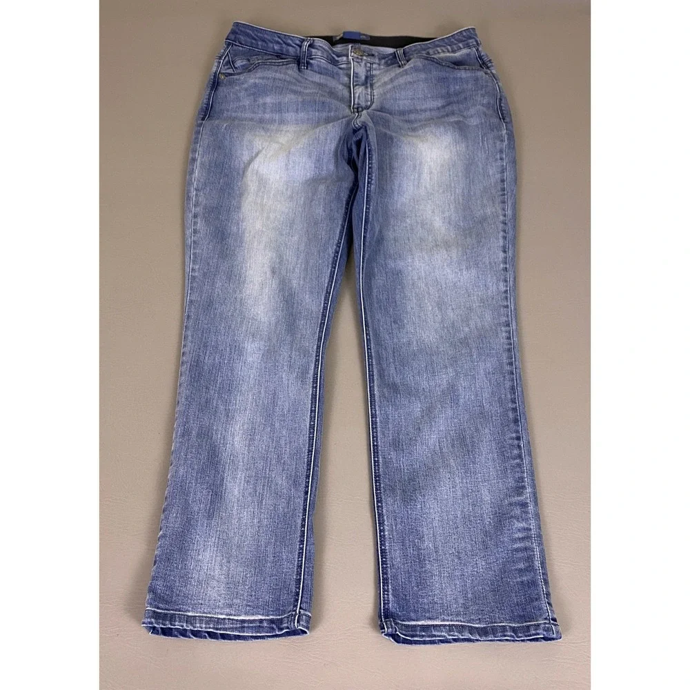 Democracy Ab'solution Jeans Womens Size 14 Blue Straight Leg Medium Wash Stretch